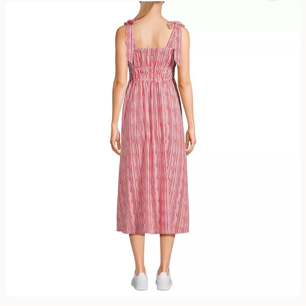 Lands End red and Pink Striped Midi Dress - Picture 6 of 7